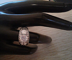 QVC Mixed Cut Diamonique Platinum Clad Bridal Ring 4.90ctw. Sz.8 Pre-Owned