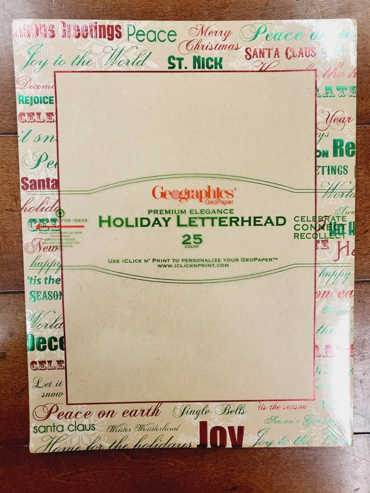 Geographics Holiday Christmas Letterhead Paper - YOUR CHOICE - FREE SHIP USA - Image 1 of 1