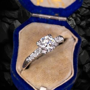PT950 Round Cut Diamond Ring Engagement 1.20 Carat IGI Lab Created Platinum - Picture 1 of 10