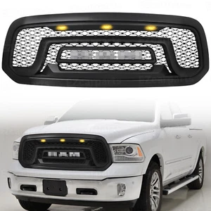 Grill for 2013-2018 Dodge Ram 1500 Front Grille Upper Bumper Mesh W/Letters& LED - Picture 1 of 14