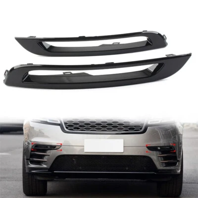 2Pcs Gloss Black Bumper Fog Light Lamp Covers For Range Rover Velar 2018-2022 - Image 1 of 4