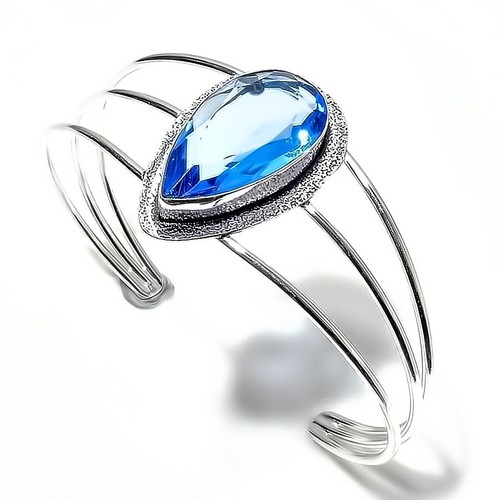 VALENTINO Bracciale Braccialetto Gemma Tanzanite Argento Sterling 925 Gioielli Blu Regolabile