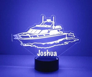Luce Notturna Barca, Personalizzata GRATIS, con Telecomando, Lampada LED Incisa Speed Boat - Foto 1 di 8