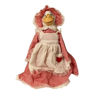 Muñeca de pato de porcelana a cuadros vestido delantal gafas corazón coleccionistas Navidad - Imagen 1 de 8