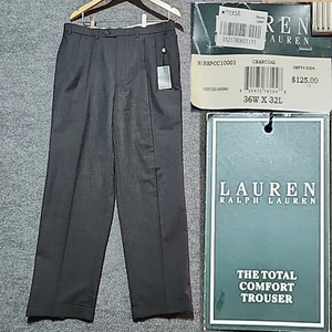 NWT Lauren Ralph Lauren Total Comfort Men’s Wool Pants 36x32 Charcoal Gray - Picture 1 of 15