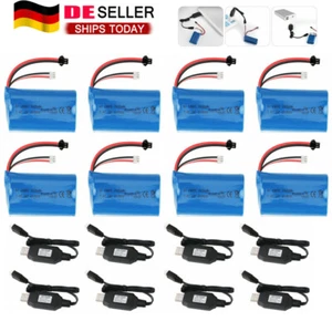 8x 1500mAh 7,4V Akku Batterie 15C SM Stecker mit USB Ladekabel für RC Auto Boot - Bild 1 von 8