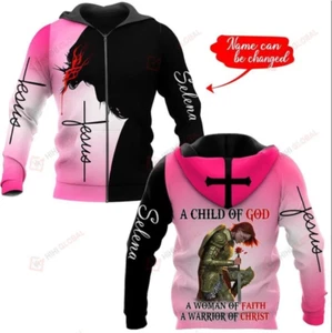 A CHILD OF GOD A WOMAN OF FAITH A WARRIOR OF CH ZIP 3D HOODIE Us Size Best Price - Picture 1 of 3
