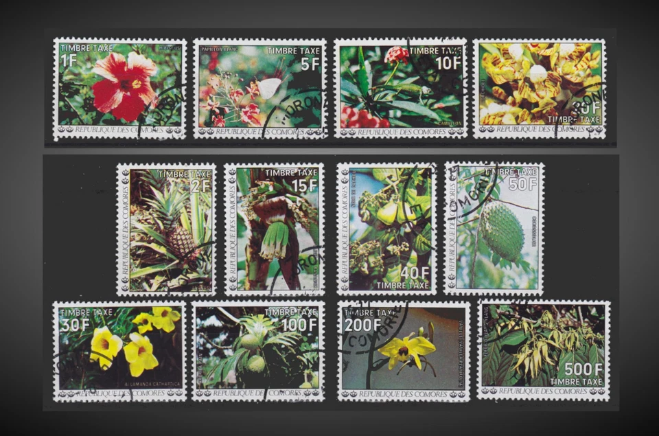 1977 COMORO ISLAND TAX STAMP- POSTAGE DUE FRUITS AND FLOWERS -CTO SCT.JJ6-J17 - Image 1 of 1