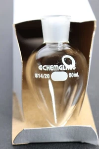 NEW Rotovap 50mL Pear Shaped Flask Heavy Wall 14/20 Outer Chemglass CG-1554-28 - Picture 1 of 2