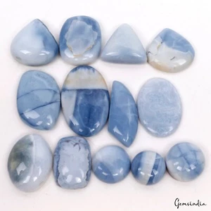 200 Cts/13 Pcs Natural Untreated Australian Blue Opal Mixed Cab Gems For Jewelry - Picture 1 of 4