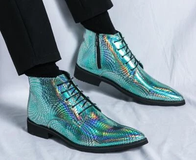 Hombres Punta Punta Cremallera Lateral Floral Botines Club Informal Fiesta Vestido Baile de graduación Zapatos Foto 1 de 4