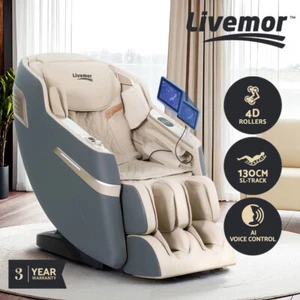 Livemor 4D Massage Chair Electric Recliner SL-track Full Body Massager Gray - Picture 1 of 8
