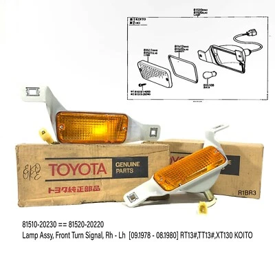 Par de luces intermitentes delanteras originales TOYOTA CORONA RT130 TT132 1978-1980 NUEVO DE LOTE ORIGINAL Foto 1 de 4