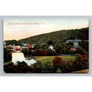 Antique Litho-Chrome Postcard View Of Baltic And Convent Baltic CT unposted divi - Picture 1 of 2