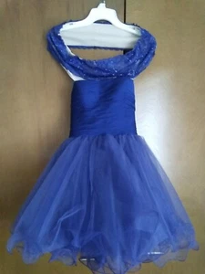 Sherri Hill short royal blue sequin halter rutched top and tulle prom dress sz 0 - Bild 1 von 4