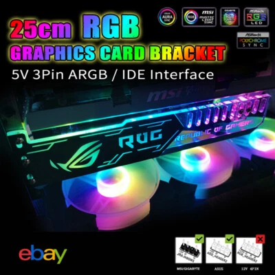 RGB Graphics Card Bracket LED Sync Light Acrylic for Brace GPU Fix Video Card PC - Image 1 of 4
