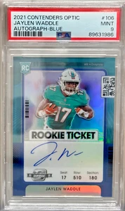 2021 Panini Contenders Optic Jaylen Waddle Auto Blue #/50 PSA 9* - Picture 1 of 2