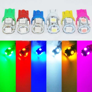 100Pcs Colorful T10 5050 W5W 168 2825 LED 5SMD Car Side License Door Light Bulbs - Picture 1 of 11