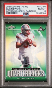 UP TO 5 2021 Leaf Metal QB QUINN EWERS Prizm GREEN RAINBOW # /10 PSA 8 ROOKIE - Picture 1 of 8