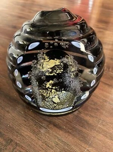 David Lindsay Art Glass Paperweight SIGNED Nourot Studios Bee Hive Ribbed - Picture 1 of 2