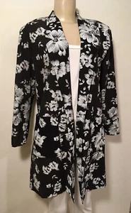 Topper giacca lunga vintage Alakazam of California nero/bianco floreale ottime condizioni - Foto 1 di 5