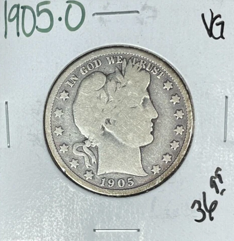 1905-O BARBER SILVER HALF DOLLAR ~ VG ~NICE COIN~ Cover