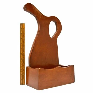 Vintage WOOD PITCHER-SHAPED WALL OR COUNTER DECOR/BIN 16" Tall HOMEMADE FOLK ART - Picture 1 of 10