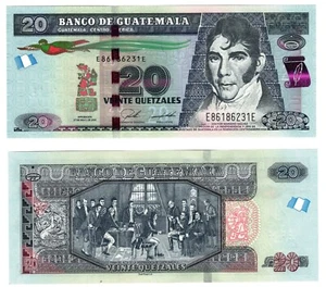 2020 (2023) Guatemala P124 20 Quetzales Banknote UNC w/ flag Orel - Picture 1 of 1