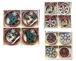 8x Christmas Xmas 13cm Hanging Decor Reindeer Snowflake Tree Cutout Hanger - Picture 1 of 4