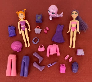 ❤ Polly Pocket ❤ Dolls, Sparklin' Pet & Accessories : Pink & Purple Lot - Picture 1 of 6