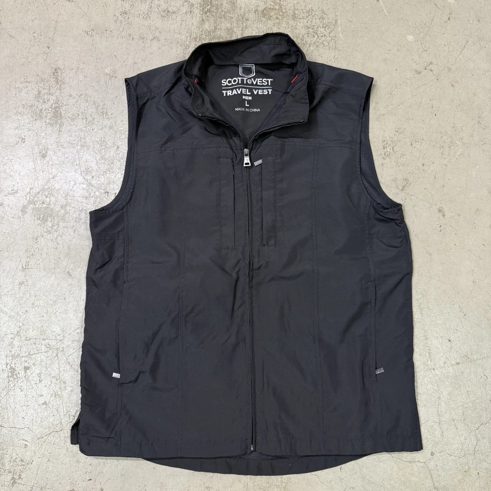 SCOTTeVEST RFID Travel Vest Mens Large Black Multi Pocket RFID Blocking Utility - Image 1 of 4