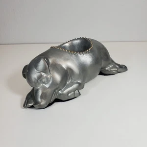 Mortons Steakhouse Peltro Maiale Dormiente 7" Base Tea Light Portacandele Vintage - Foto 1 di 7