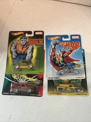 Hot Wheels Pop Culture Marvel 2014 Lot Of 4- Luke, Loki, Thor, And Hulk - Image 1 of 4