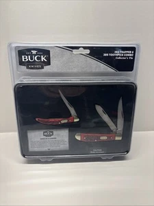 Buck Knives 382 Trapper & 385 Toothpick Combo Collector's Tin Brand New In Case - Picture 1 of 2