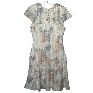 Rebecca Taylor Sz 4 Short Sleeve Hydrangea Silk Blend Dress Snow Combo NWT $395 - Picture 1 of 14