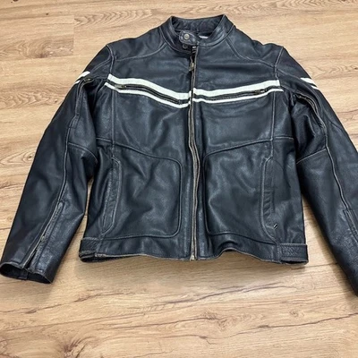 Chaqueta de cuero para motocicleta River Road para hombre talla 40 cremallera completa Roadster Café Racer Foto 1 de 4