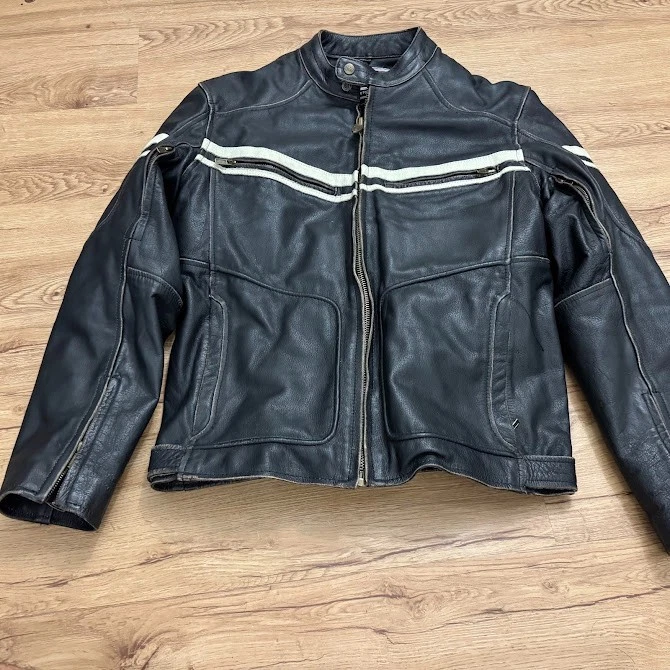 Мужская кожаная мотоциклетная куртка River Road размер 40 на молнии родстер кафе гонщик - Изображение 1 из 4