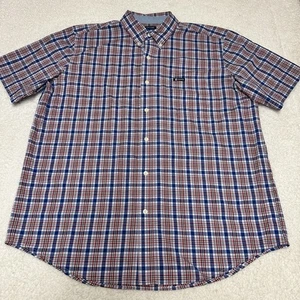 Chaps Men's Shirt Size XL Red Plaid Short Sleeve Button Up Embroidered Logo - Picture 1 of 9