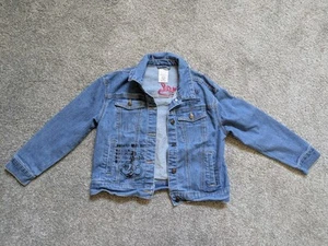 Disney Mickey Mouse Girls Blue Denim Jean Jacket Size 7/8 Classic Embroidered  - Picture 1 of 9