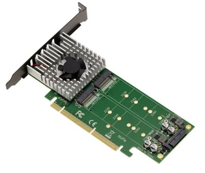 Carte contrôleur PCIe 3.0 16x double face pour 4 SSD M2 Chipset ASM2824 - Afbeelding 1 van 5