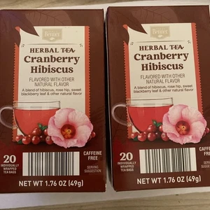 2 Boxes Benner Aldi Herbal Tea Cranberry Hibiscus 20 Tea Bags Each Sealed - Picture 1 of 4