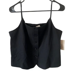 NEU A NEW DAY Button-Down-Tanktop Größe Large schwarz gesmokter Rücken Stretch - Bild 1 von 5