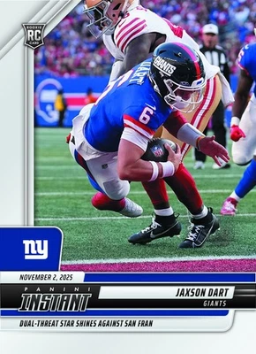 2025-26 Panini Instant NFL #198 Jaxson Dart New York Giants RC PRESALE - Image 1 of 2