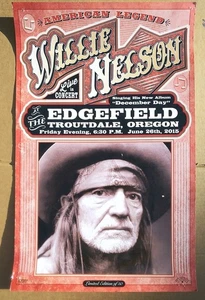 Póster de concierto de edición limitada Willie Nelson Troutdale Oregon 2015 1 de 50 Outlaw Country - Imagen 1 de 2