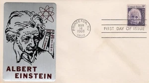 1285-66 Albert Einstein FDC Sarzín Metal Cachet, Sin dirección, Solapa abierta - Imagen 1 de 3