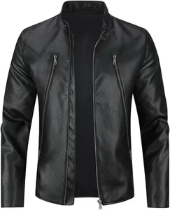 Chaqueta de Cuero Genuino para Hombre Estilo Motociclista Bombardero Calce Ajustado Informal Abrigo de Motocicleta - Imagen 1 de 39