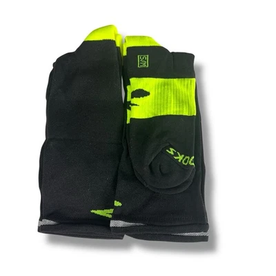 Brooks Running Ghost High Cushion Crew Socks Mens Size S Black/ Yellow 2 Pairs - Image 1 of 4