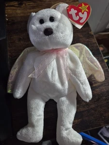 1998 Ty Retired Halo White Angel Beanie Baby! Brown Nose New MWMT RARE  8" 20cm - Picture 1 of 3