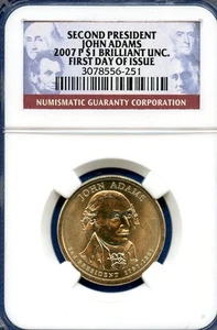 2007 P NGC Presidential Dollar John Adams $1 US Mint Brilliant Uncirculated FDOI - Picture 1 of 3