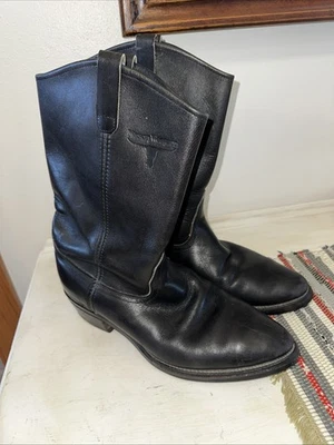 Mason Western Black Leather Cowboy Biker Motorcycle Boots Mens’s Size 12-13 - Image 1 of 4